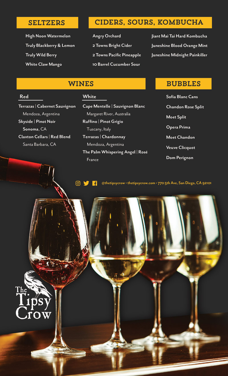 Beer + wine The Tipsy Crow Gaslamp Quarter, San Diego, CA